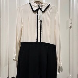 Alice + Olivia Black and White Long Sleeve Romper